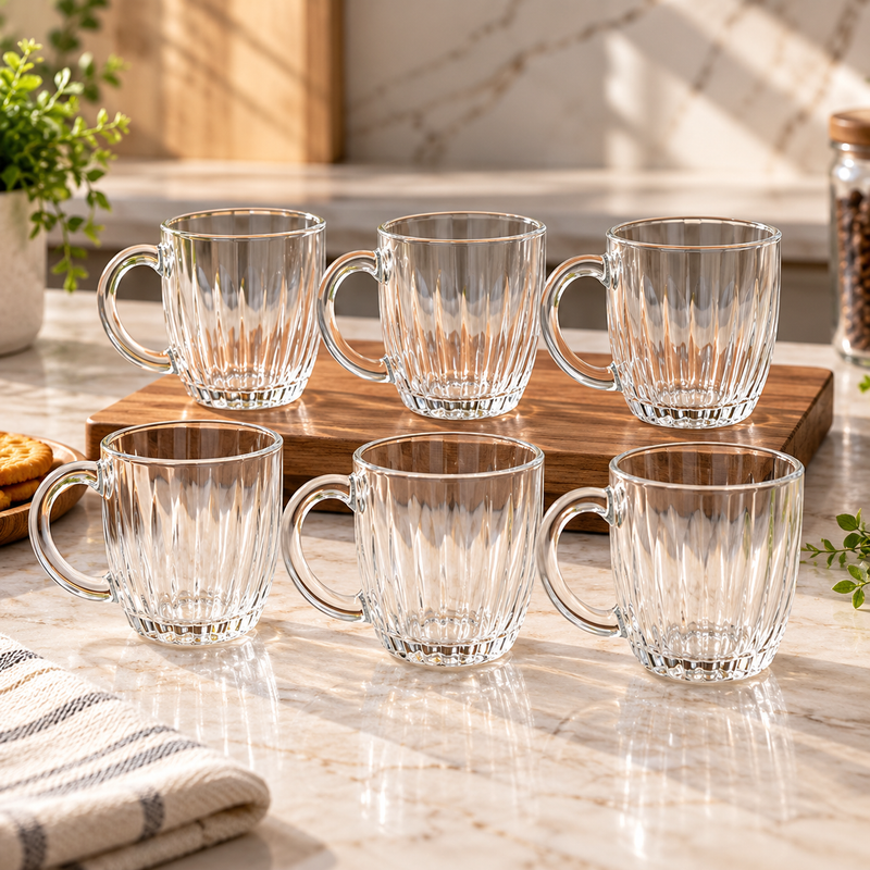 Clear Glass Tea Mug with Handle