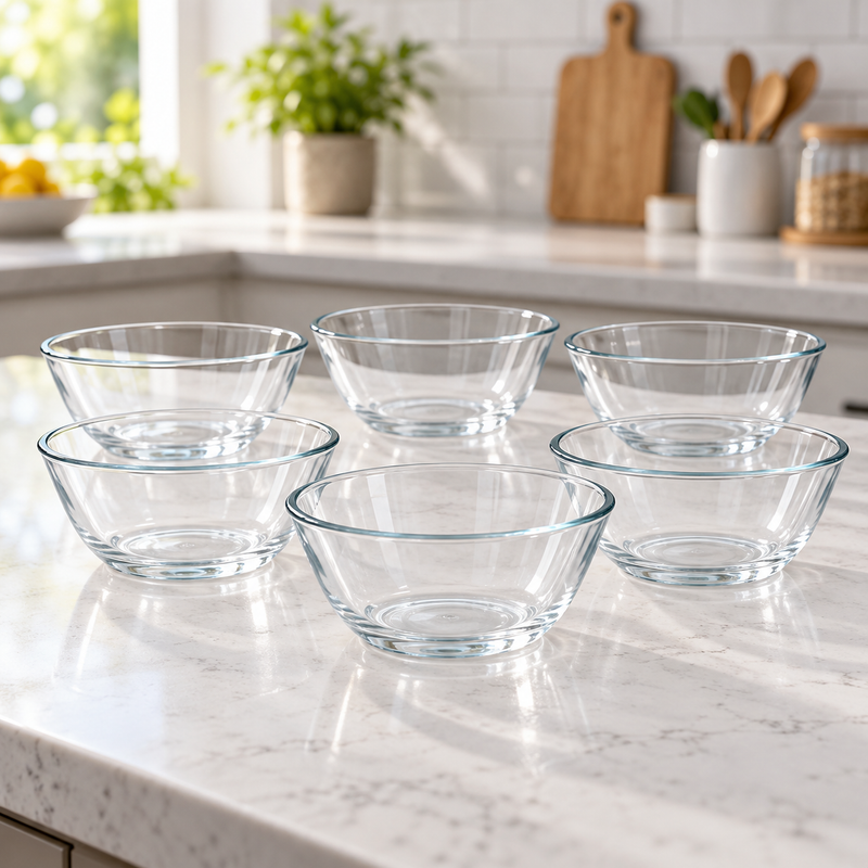 6 Pcs Glass Payali Bowl Set 115MM – Clear Serving Bowls for Dessert, Custard, Fruit, Snacks & Everyday Tableware