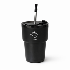 Vacuum Tumbler 450ML – Insulated Travel Mug with Lid & Straw (White, Green, Light Blue, Black, Red) - Habitt