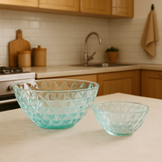 Clear Diamond-Cut Pressed-Glass 7-Piece Fruit Bowl Set – Elegant Serveware Collection - Habitt