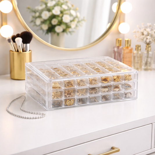 Plastic Jewellery Case – Transparent Multi-Compartment Organizer