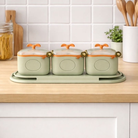 3 PCS Seasoning Jar Set with Lid  Compact Kitchen Spice Organizer
