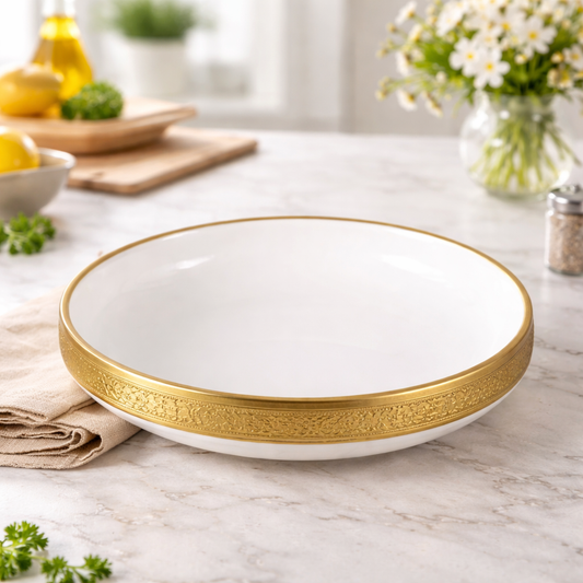Gold Rim Plate – Elegant Decorative Serving Plate - Habitt