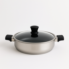 Stainless Steel Karahi with Glass Lid  28×7 cm & 30×7 cm Options