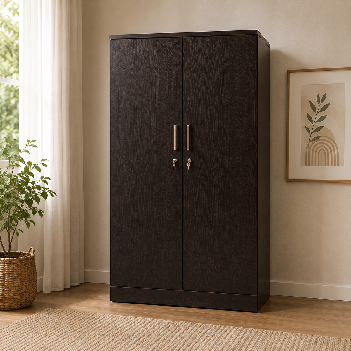 Anderson 2 Door Wardrobe(Black Finish)