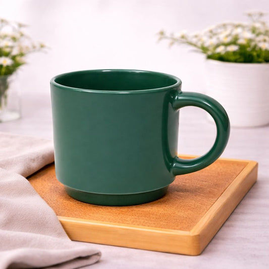 350ML Solid Color Ceramic Mug – White, Green, Grey & Pink Variants