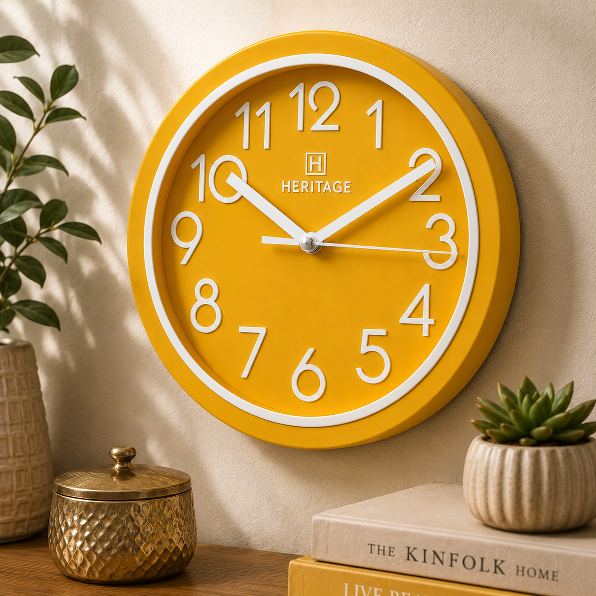 Heritage Wall Clock Fantasy – Yellow Plastic Frame Edition