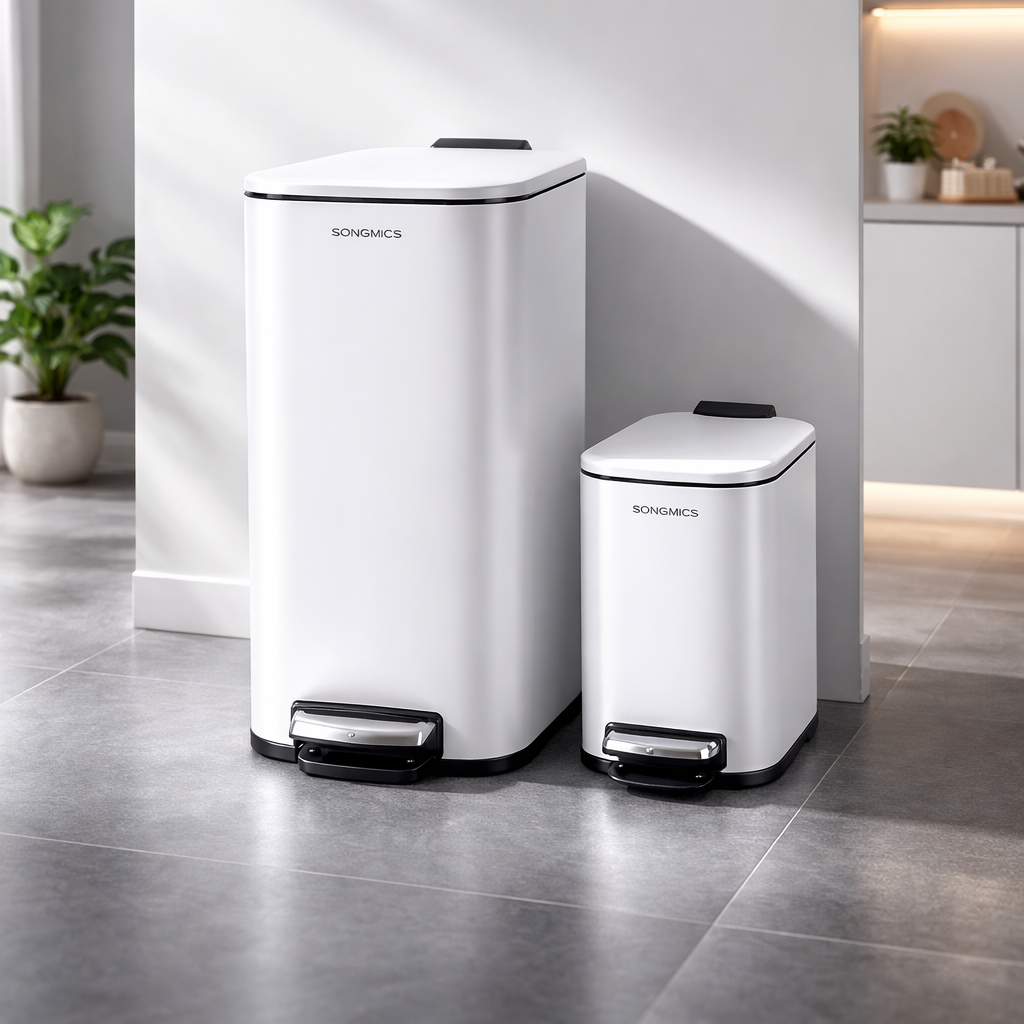 2-Piece Trash Can Set – 30L & 6L Pedal Bins with Soft-Close Lid - Habitt