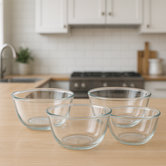 4-Piece Clear Glass Bowl Set – 1600 ml Large Multi-Purpose Mixing & Serving Bowls