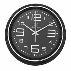 Heritage 15-Inch Modern Black Wall Clock with Silent Sweep Movement – Bold Numeric Dial Plastic Frame Clock for Home & Office - Habitt