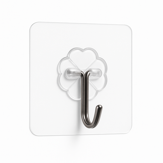 1Pc Self-Adhesive Plastic Wall Hooks – Heavy-Duty Transparent Hooks for Kitchen, Bathroom &amp; Office | Reusable Waterproof Wall Hangers (Set of 10)