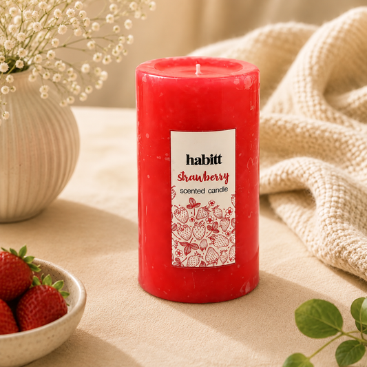 Strawberry Pillar Candle 2x4"