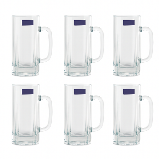 Clear Glass Juice Mug with Handle 415 ml – Set of 6 | Premium Transparent Drinkware for Home & Café