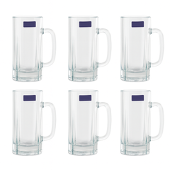 Clear Glass Juice Mug with Handle 415 ml – Set of 6 | Premium Transparent Drinkware for Home & Café
