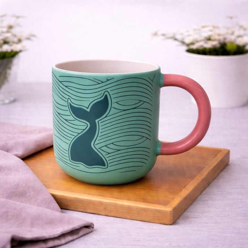 Mermaid Tail Green Ceramic Mug – Ocean-Inspired Coffee & Tea Cup