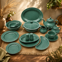 Luxury 72-Piece Green Speckled Dinnerware Set