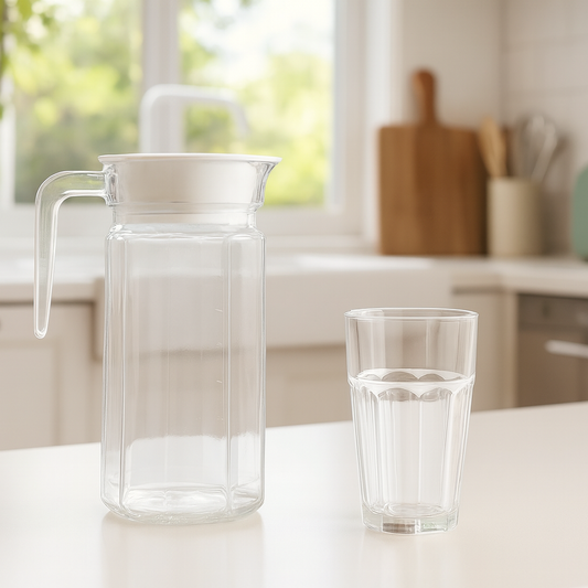 Premium Deli Glassware Water Set – 7-Piece Set (750ml Jug + 320ml Glasses)
