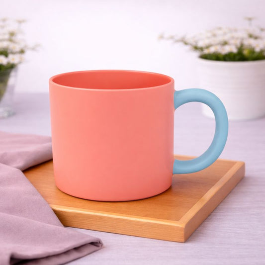 Modern Pastel Ceramic Mug – Two-Tone Coffee & Tea Cup in Pink