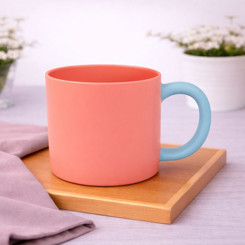 Modern Pastel Ceramic Mug – Two-Tone Coffee & Tea Cup in Pink - Habitt