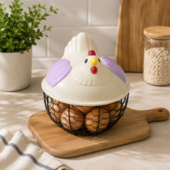 Chicken-Shaped Plastic Egg Storage Cage with Lid