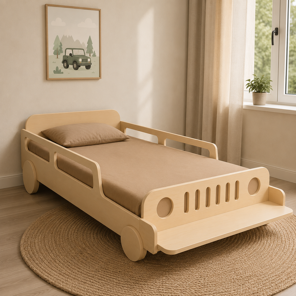 Wooden Cart Bed Single
