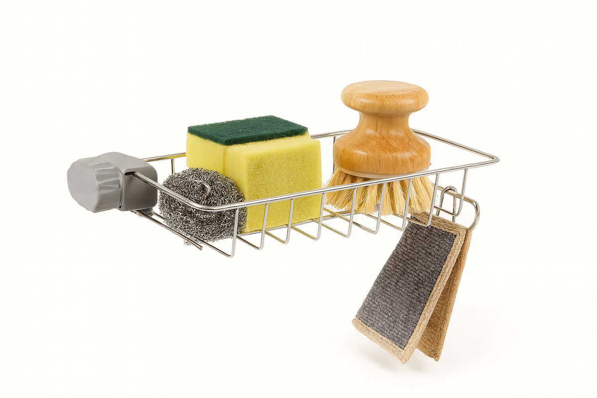 Adjustable Iron Sink Rack for Faucet-Mounted Storage & Fast-Draining Kitchen Organizer