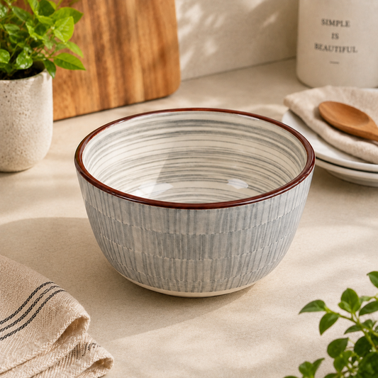 Mini Condiments Serving Bowl | Small Sauce, Dip & Seasoning Bowl for Table Serving Grey Patterned Serving Bowl