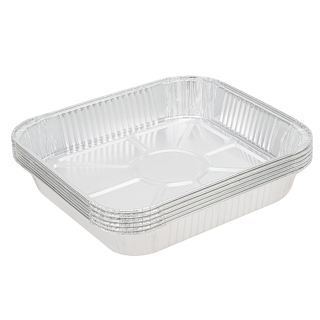 10-Piece Aluminium Foil Tray Set (18 cm) – Heavy-Duty Disposable Baking & Serving Trays for Kitchen, Parties & Catering