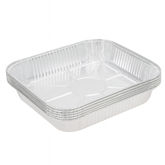 10-Piece Aluminium Foil Tray Set (18 cm) – Heavy-Duty Disposable Baking & Serving Trays for Kitchen, Parties & Catering