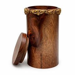 Handcrafted Wooden Storage Jar – 4 Inch Depth, 3.5 Inch Diameter | Decorative Wood Container