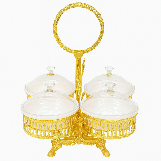 Golden Decorative Serving Set with Lid – Elegant Table &amp; Décor Piece