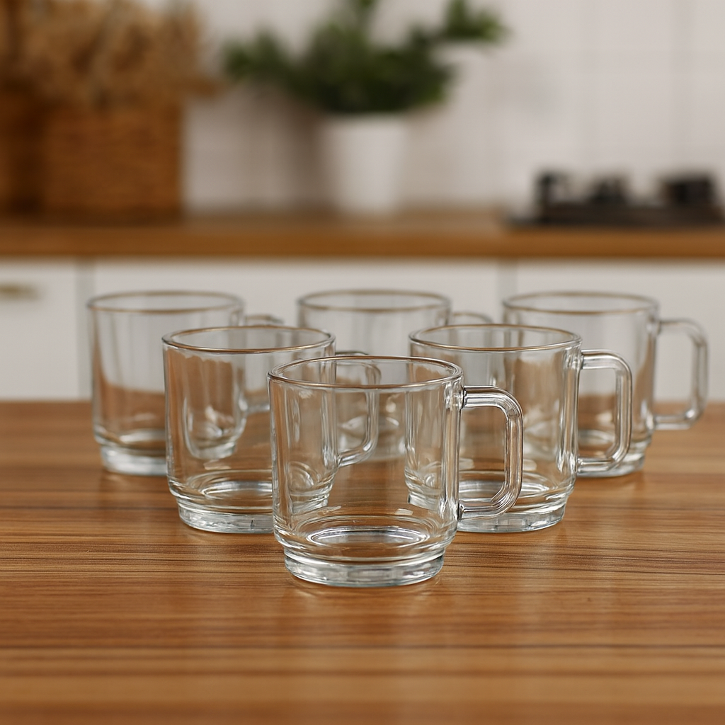 Smoke Glass Cup Set – 205 ml (6 pcs)