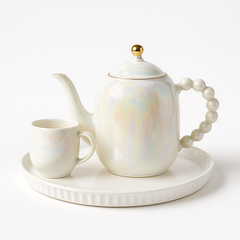 King Ceramic Revolving Tea Set – Premium Iridescent Porcelain