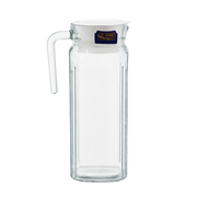 Clear Glass Jug 1150 ml with Handle & White Lid – Slim Premium Water & Juice Pitcher - Habitt