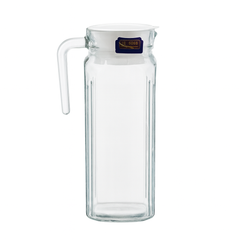 Clear Glass Jug 1150 ml with Handle & White Lid – Slim Premium Water & Juice Pitcher