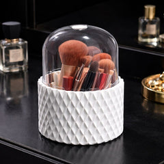 Rotating Cosmetic Organizer – Makeup Brush Holder with Dust-Proof Cover
