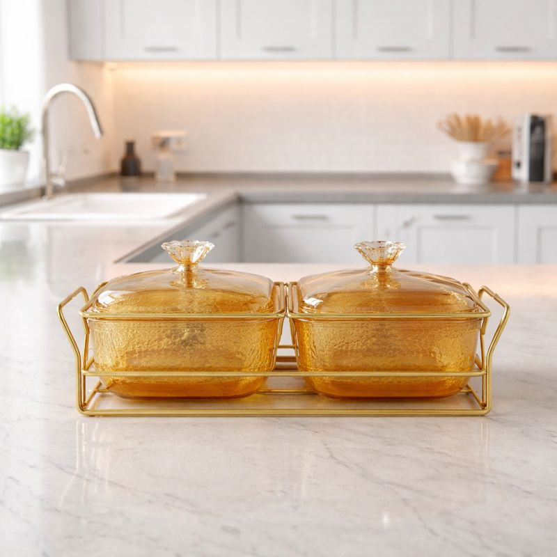 2 in 1 Glass Snacks Serving Tray