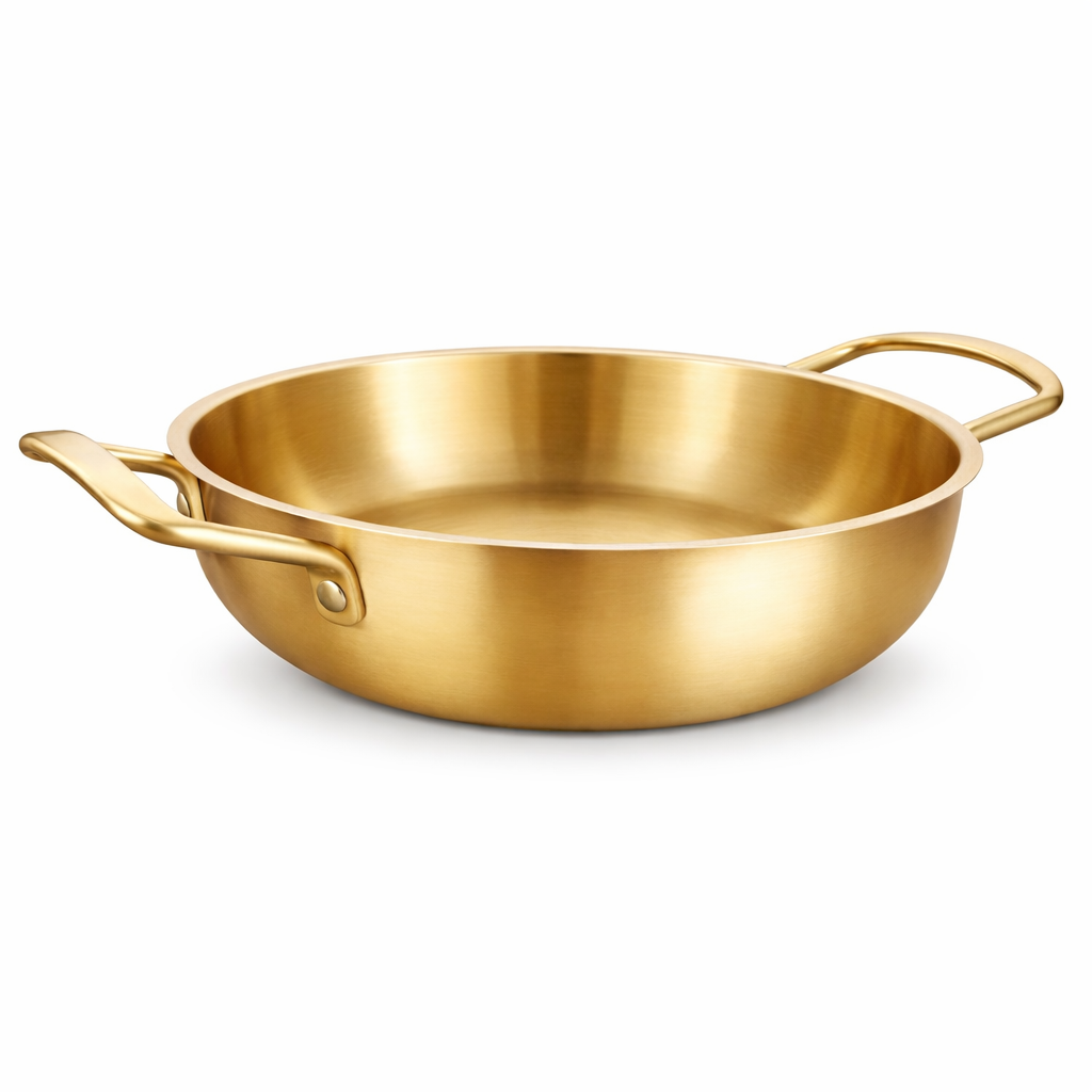 Golden Stainless Steel Serving Karahi – 20 cm / 22 cm - Habitt