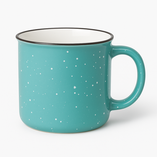 1Pc Vintage Speckled Ceramic Mug – Classic Campfire Coffee & Tea Cup in Green