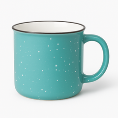 1Pc Vintage Speckled Ceramic Mug – Classic Campfire Coffee & Tea Cup in Green