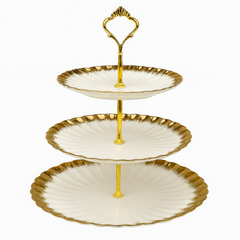3-Piece Ceramic Plate Stand Set – Tiered Dessert & Snack Serving Tray