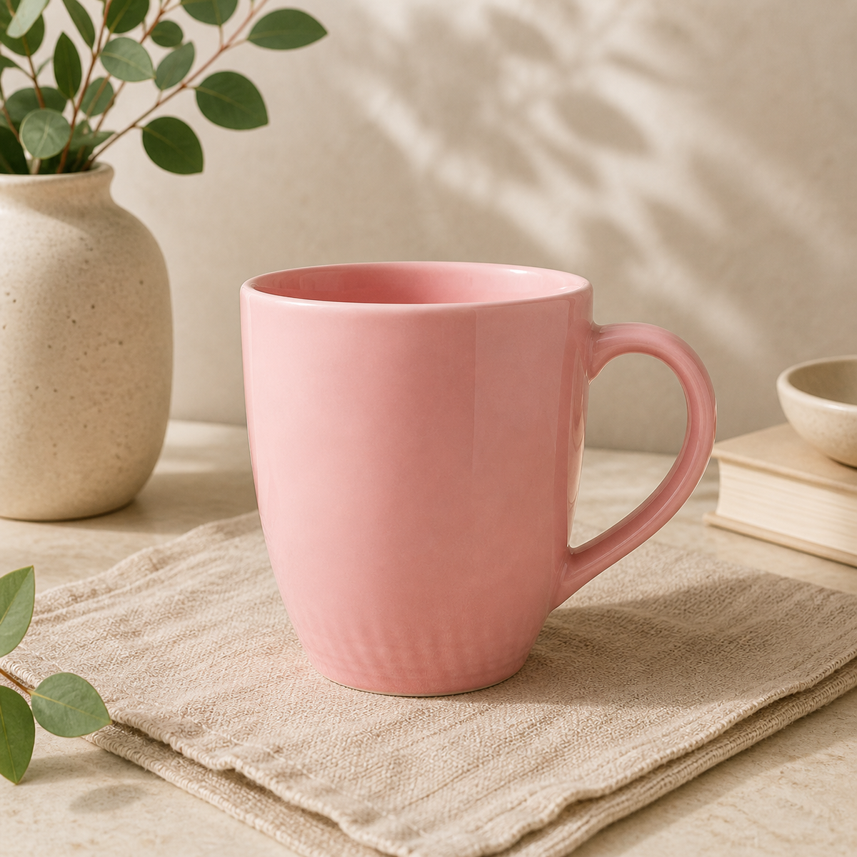 Glossy Pink Ceramic Mug – Minimalist Coffee & Tea Cup - Habitt