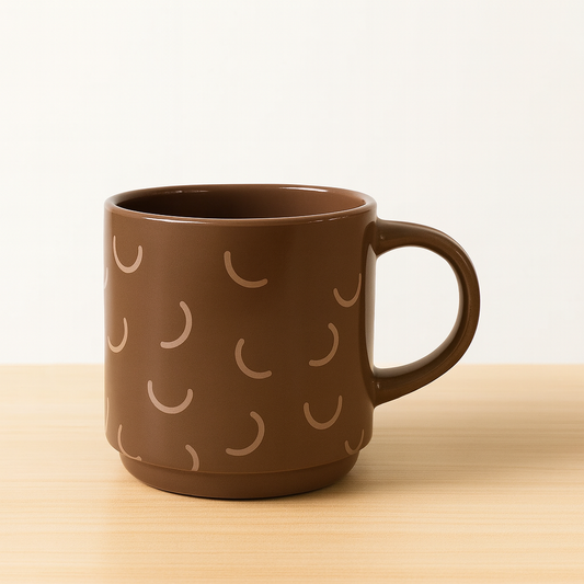Brown Ceramic Coffee Mug – Modern Minimalist Pattern Stoneware Cup for Hot