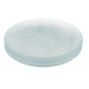 Clear Pressed-Glass Peacock-Pattern Dessert Plate Set – 6 Pieces, 178 mm Diameter - Habitt