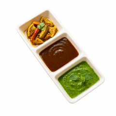 3 in 1 Pickle Dish | Triple Compartment Serving Tray for Sauces, Chutneys & Snacks