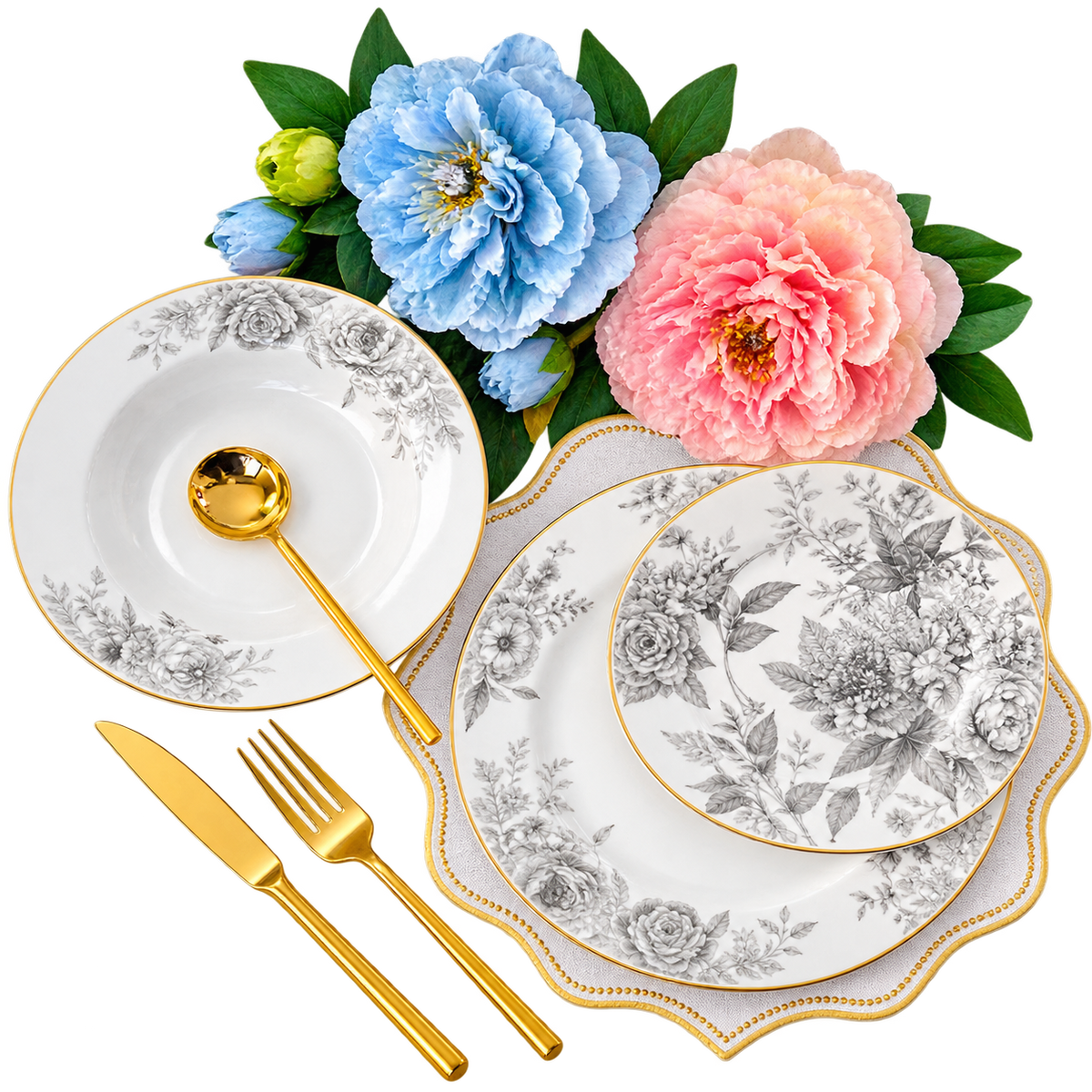 18 PCS Refined Plate Set – Complete Dinnerware Collection for Stylish Dining