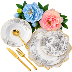 18 PCS Refined Plate Set – Complete Dinnerware Collection for Stylish Dining