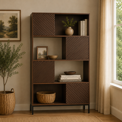 Oaklin Wooden Display Shelf with Sliding Doors