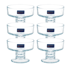 Clear Pressed-Glass Ice Cream Cups – 6-Piece Set, 200 ml Footed Dessert Bowls