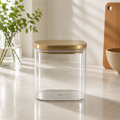 Transparent Storage Jar with Steel Cap | Kitchen Storage Container
